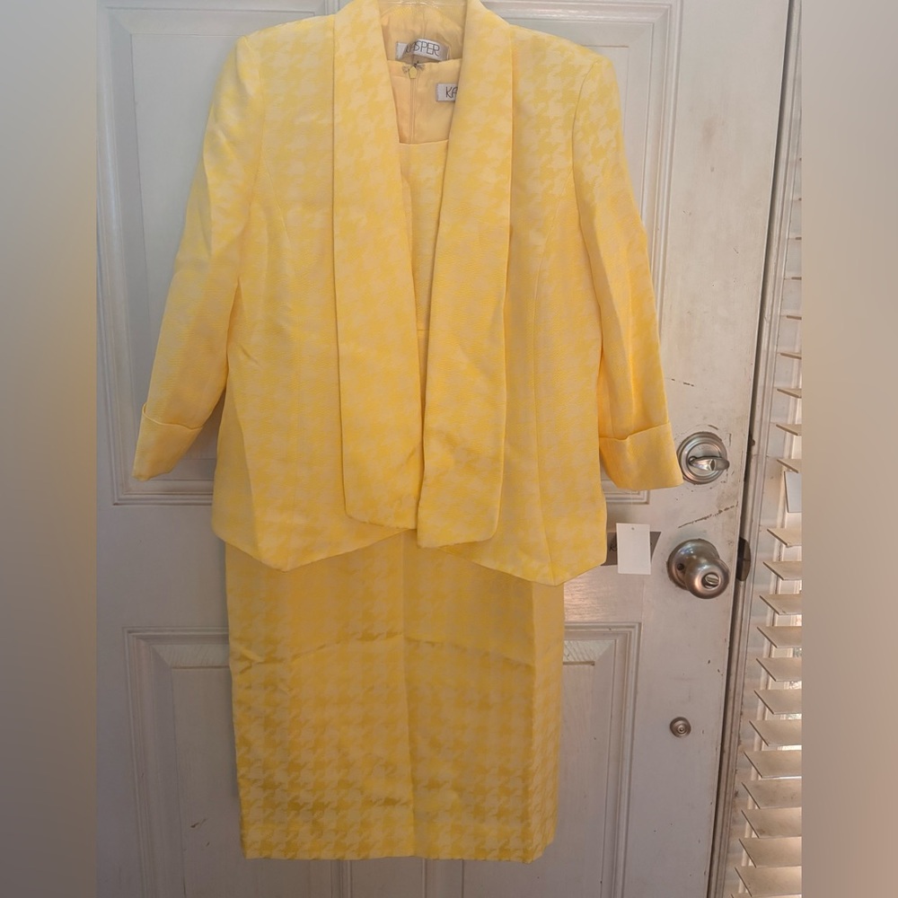 Kasper Yellow Midi Skirt Suit